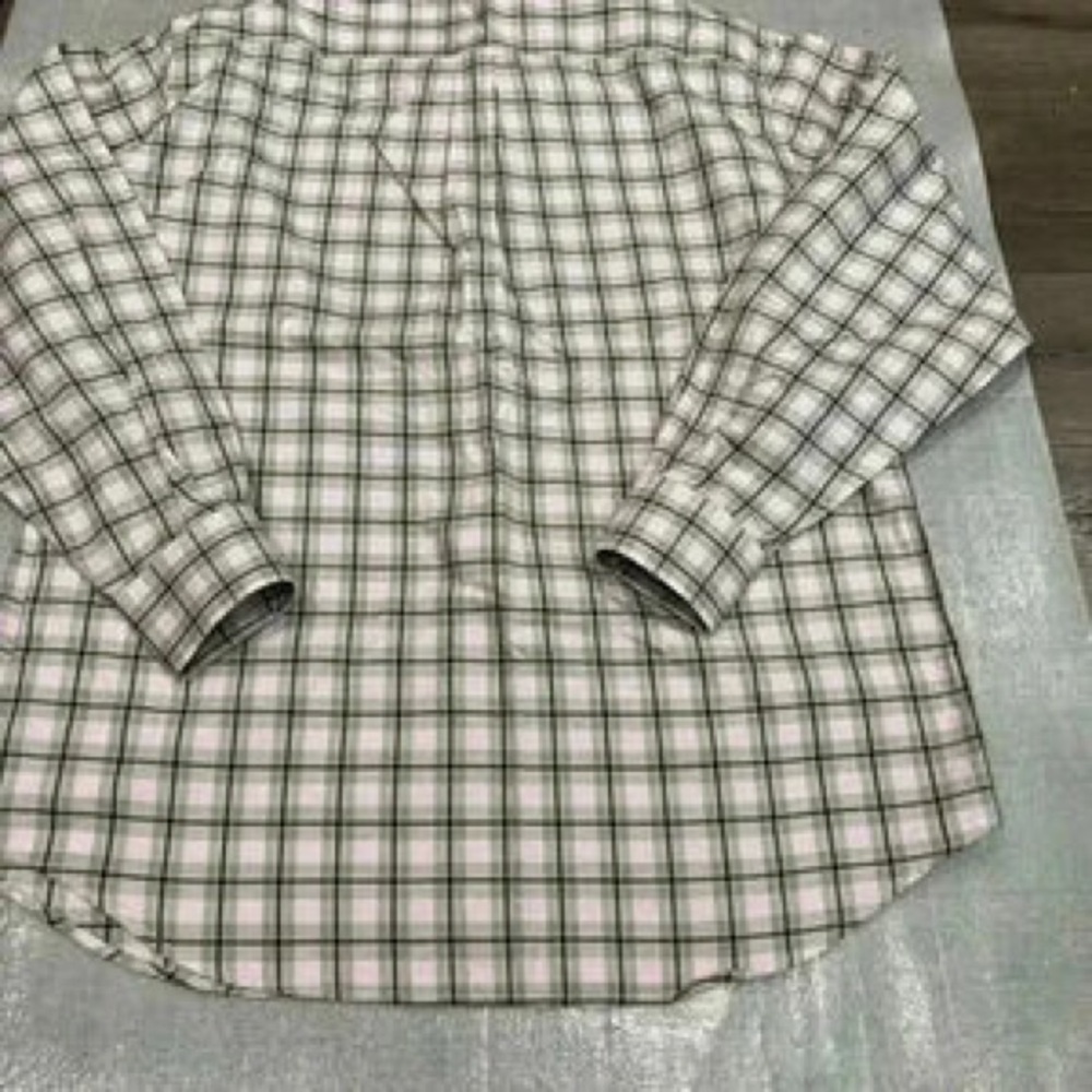 Men's Long-Sleeve Plaid Button-Up Shirt - Green/White - Picture 3 of 6